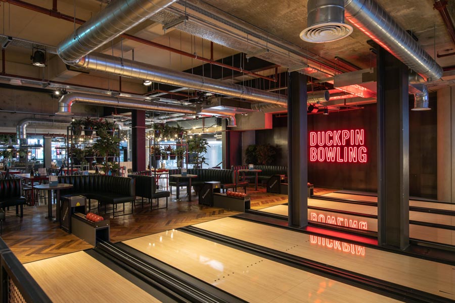 duckpin bowling installation brewdog waterloo london