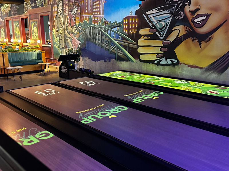 Group Therapy Duckpin Installation Funk Platform String Pinsetters 4, Funk Bowling