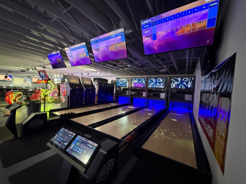duckpin bowling installation with on-lane projection by funk bowling
